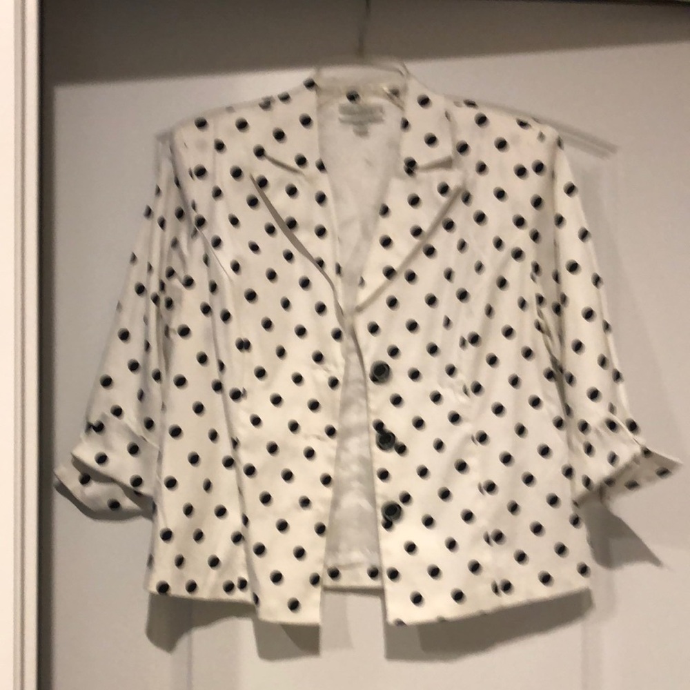 Dressbarn White and Black Polka Dot Blazer